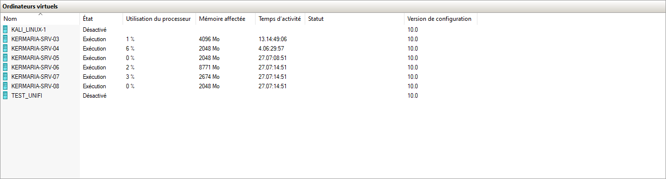 Capture Hyper-V du serveur SRV-01