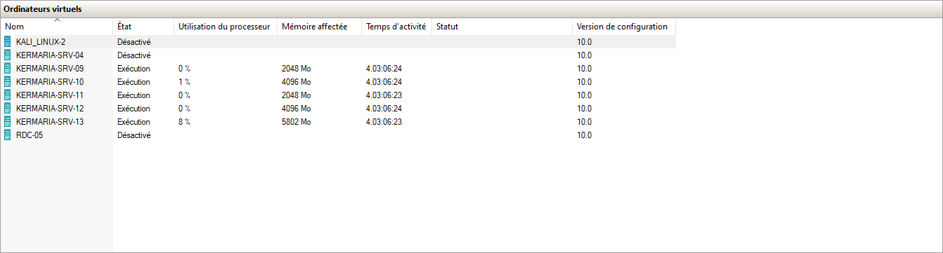 Capture Hyper-V du serveur SRV-02